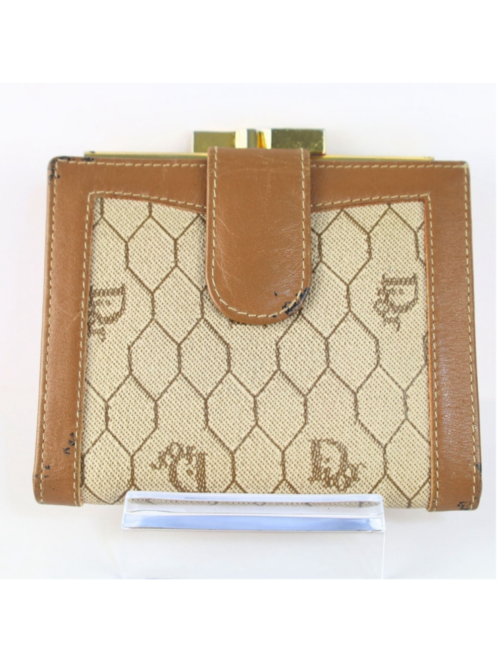 Vintage Christian Dior Honeycomb Brown Purse Wallet for Women